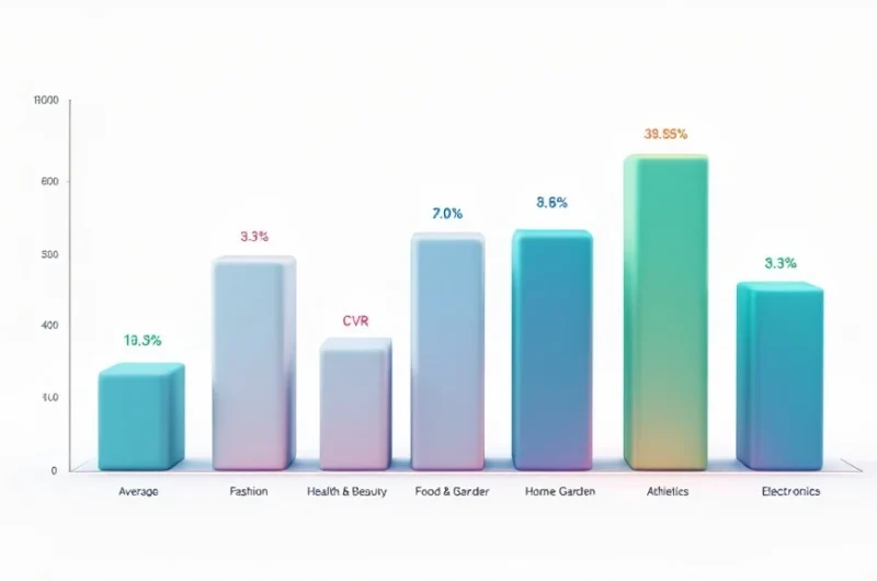 Bar chart comparing average vs top 20% Shopify conversion rates by niche