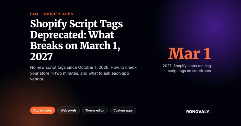 Shopify script tags deprecated: what breaks on March 1, 2027 and how to check your store