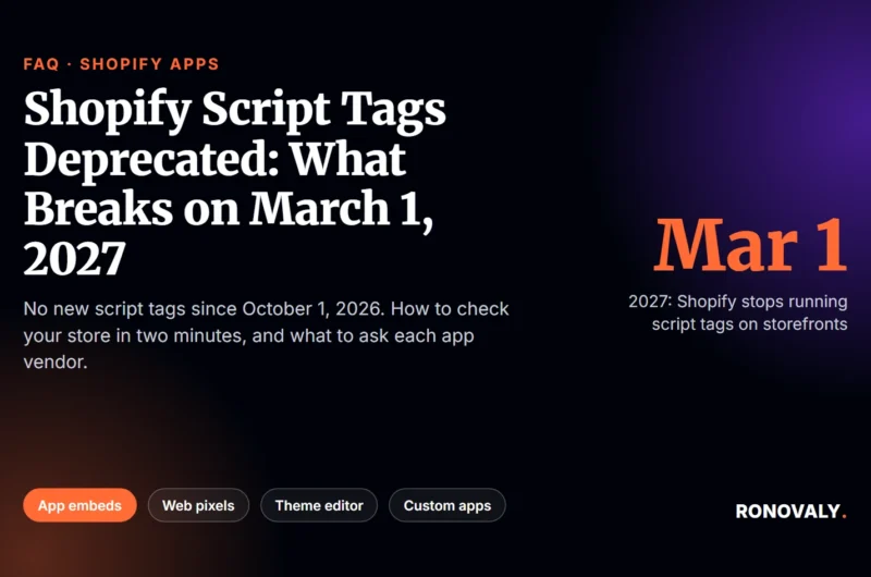 Shopify script tags deprecated: what breaks on March 1, 2027 and how to check your store