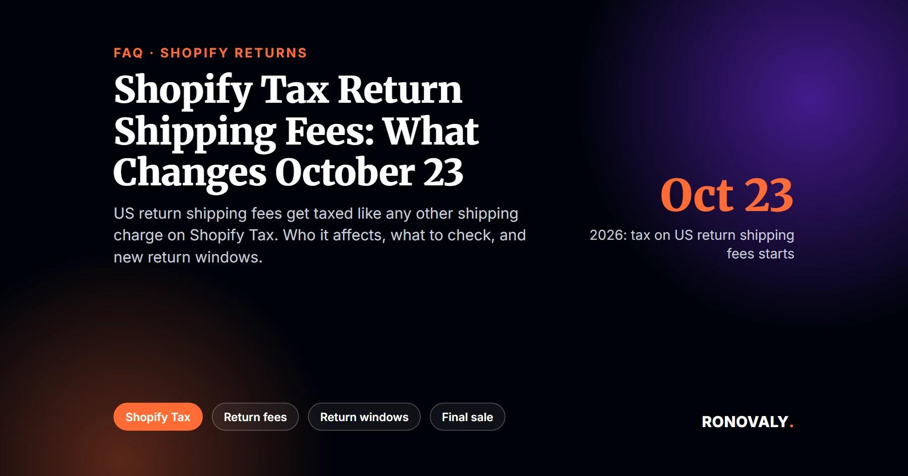 Shopify tax on return shipping fees: what changes on October 23, 2026